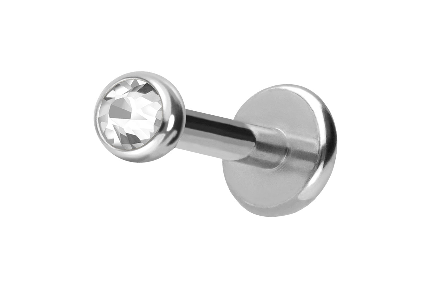 Titan Labret Piercing mit Push Fit KRISTALL